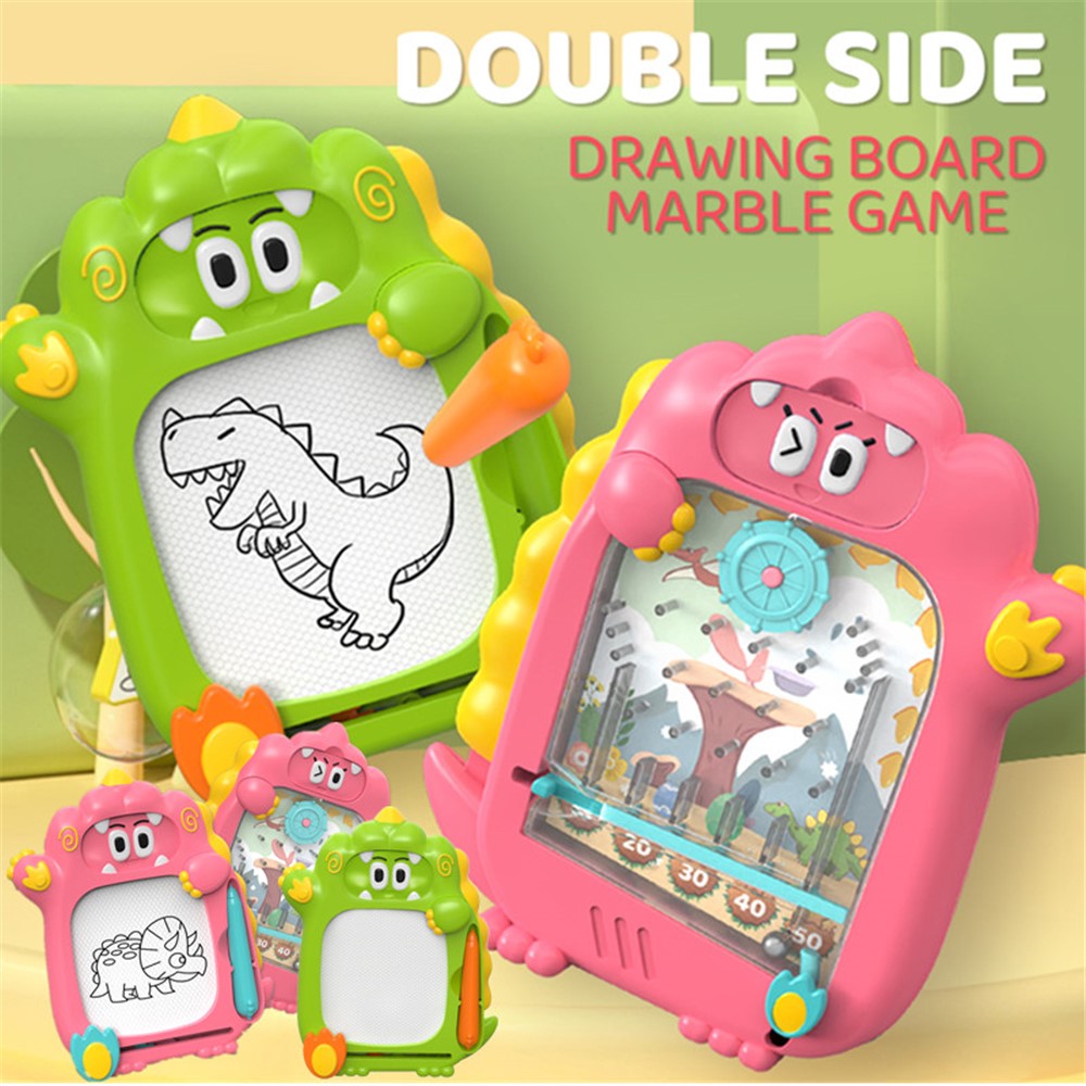 Dinosaur Magnetic Drawing Board Maze Marble Game Children Graffiti Drawing Writing Board Double-sided Educational Toy - Green