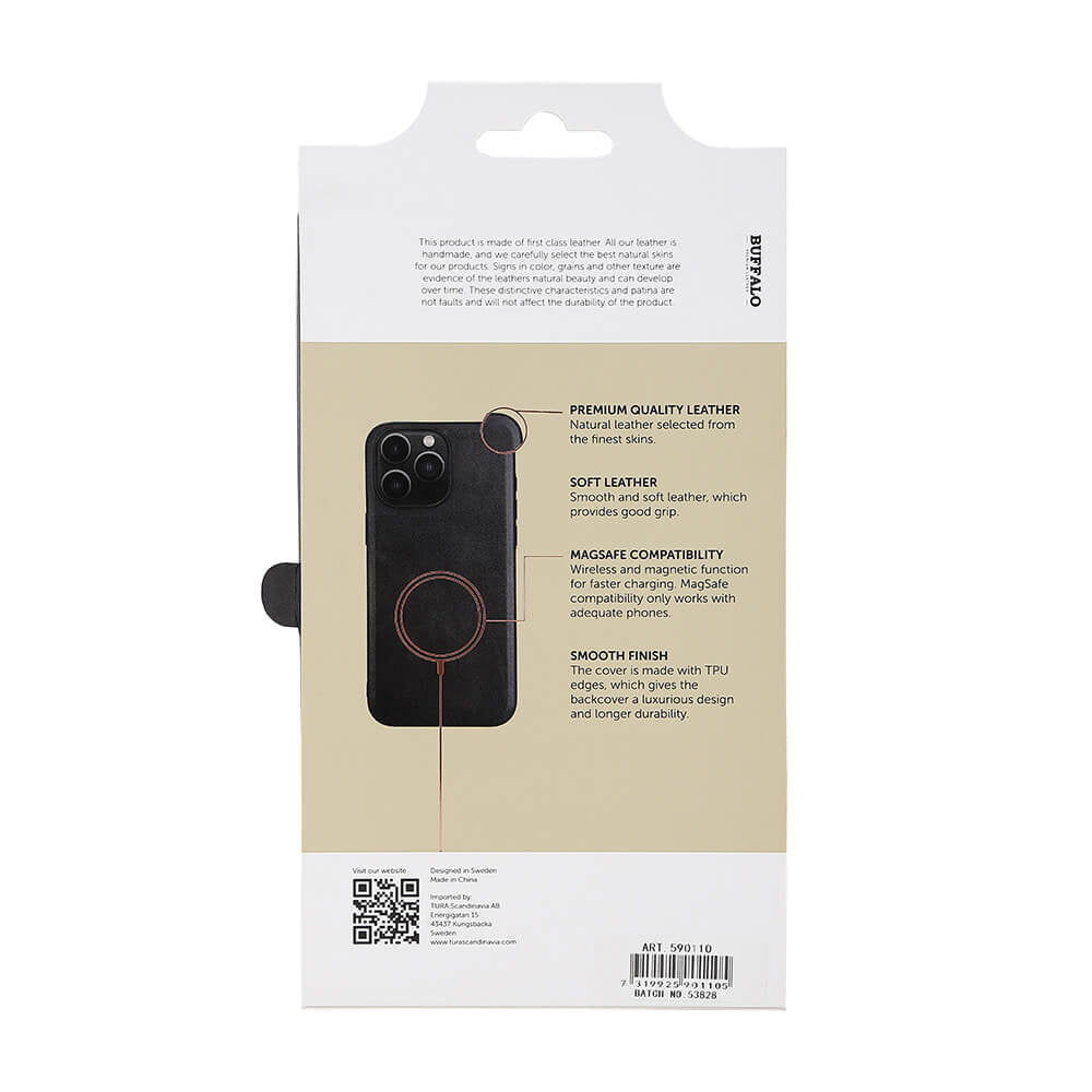 iPhone 15 Pro Max Læder Cover Magserie – Sort – Buffalo - billede 4