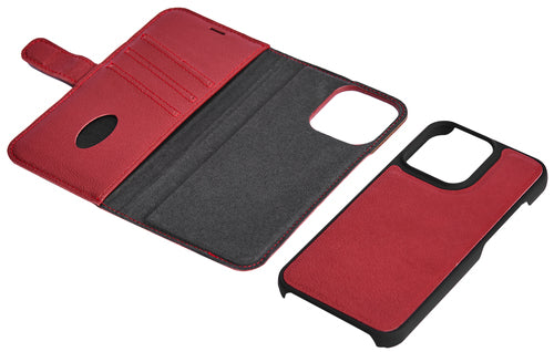 iPhone 13 Pro Læder Wallet Flip Cover detachable – Rød