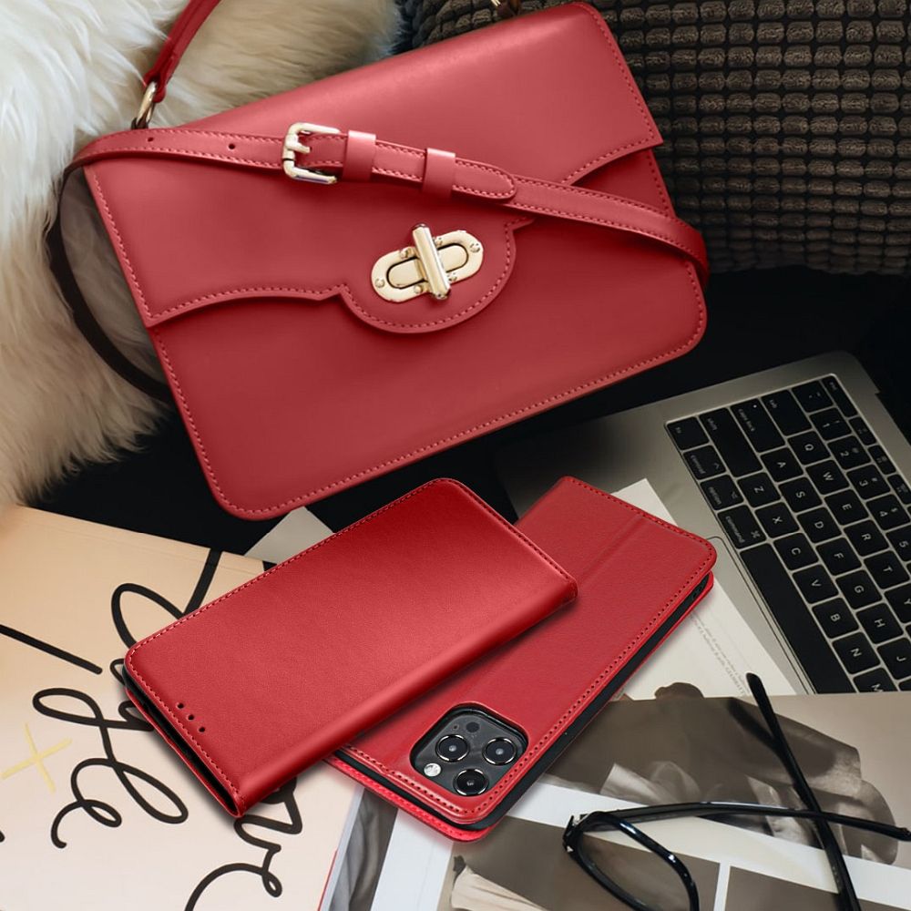 iPh16 Burgundy Læder Flipcover