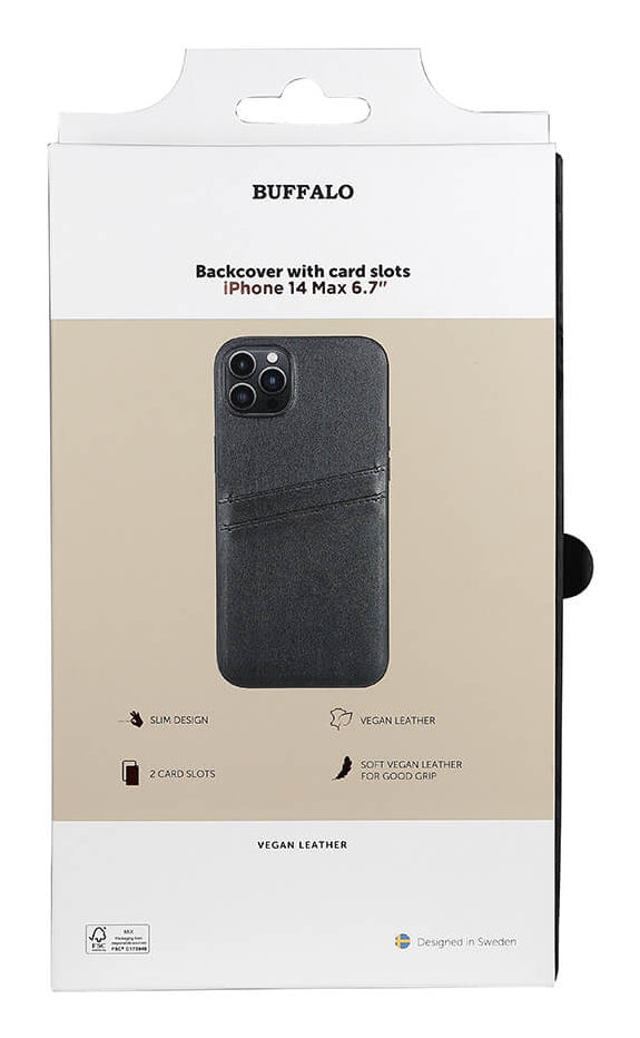 iPhone 14 Plus Læder Cover med kortholder 2 6 7 – Sort – Buffalo - billede 3