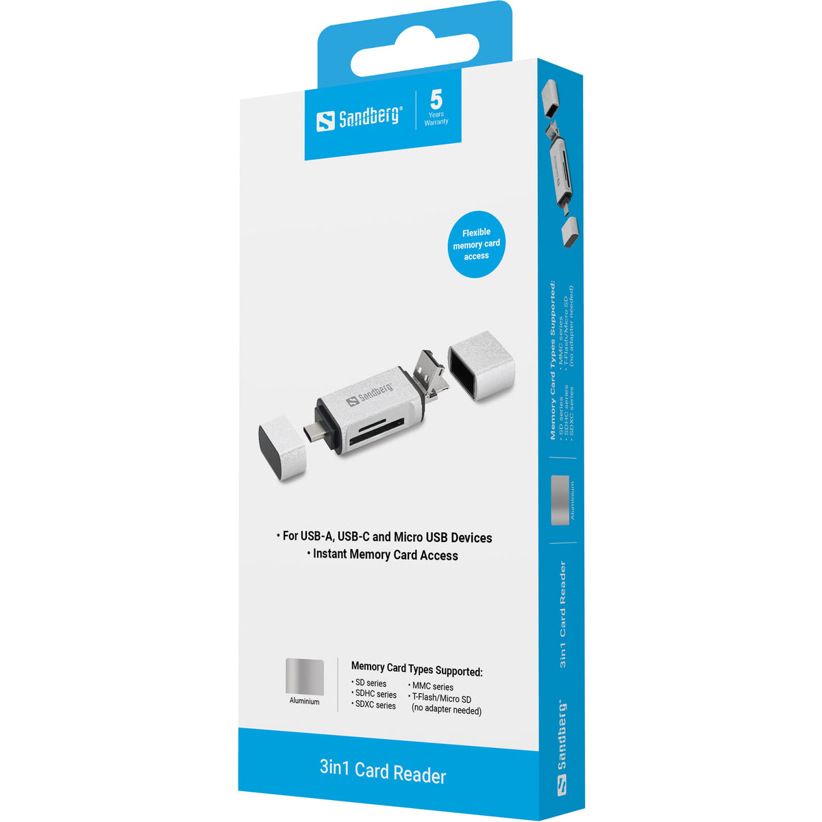 Sandberg Card Reader USB-C+USB+MicroUSB - billede 3