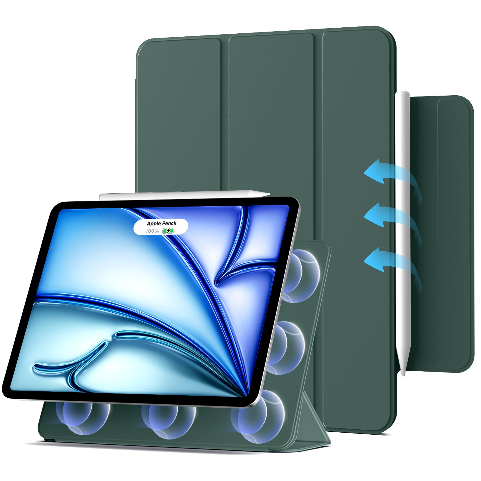 iPad 10,9 / Air4/5/11  Tri-Fold MAGNET Mørk Grøn