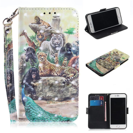 iPhone 7/8/SE Læder Wallet Flip Cover Light Spot Magnetic Animal World - produktbillede 1