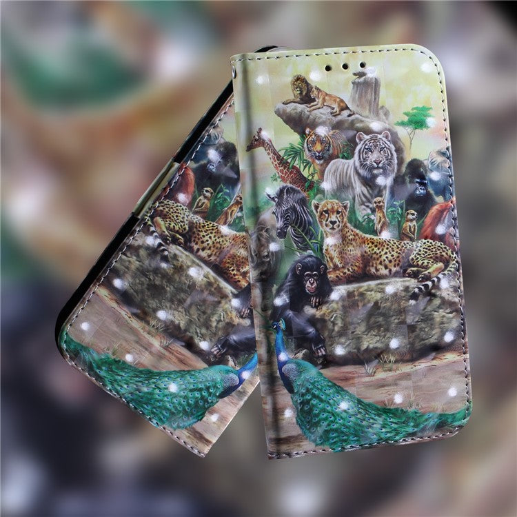 iPhone 7/8/SE Læder Wallet Flip Cover Light Spot Magnetic Animal World - produktbillede 2