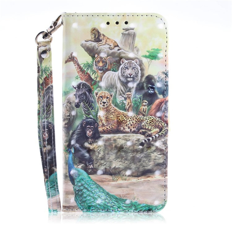 iPhone 7/8/SE Læder Wallet Flip Cover Light Spot Magnetic Animal World - produktbillede 3
