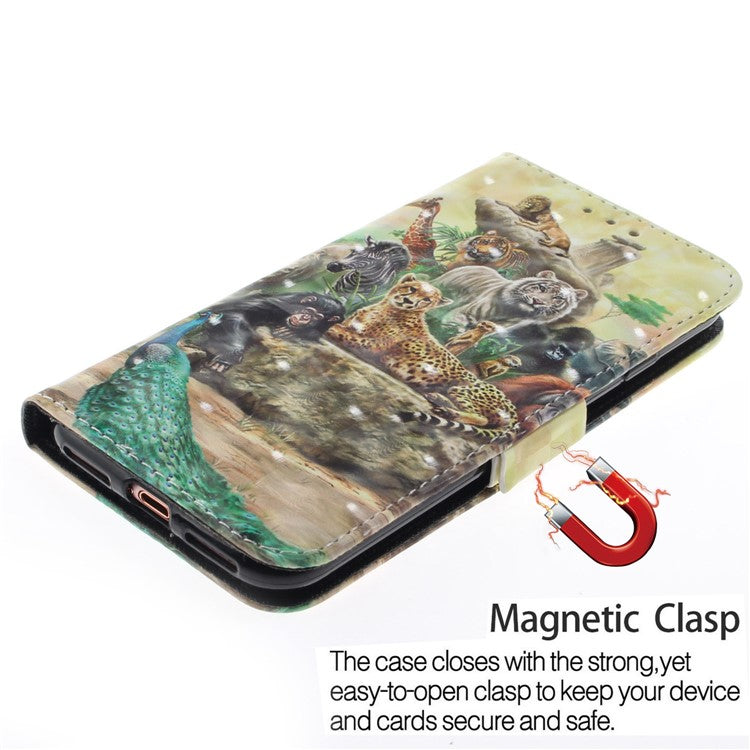 iPhone 7/8/SE Læder Wallet Flip Cover Light Spot Magnetic Animal World - produktbillede 5