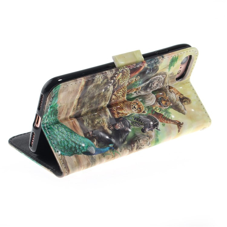 iPhone 7/8/SE Læder Wallet Flip Cover Light Spot Magnetic Animal World - produktbillede 8