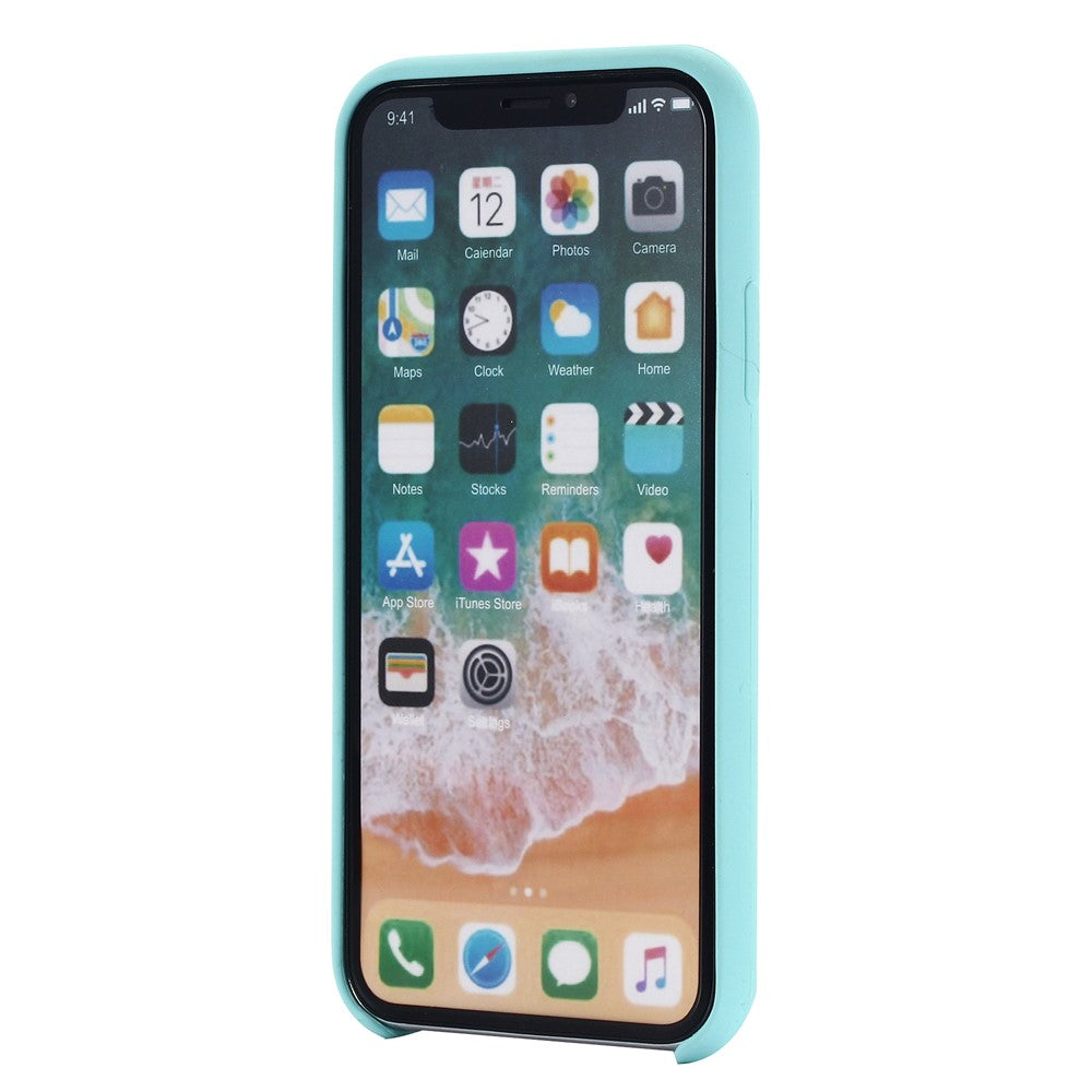 iPhone XR Silicone Cover Liquid Edge Wrapped Cell – Cyan - produktbillede 2