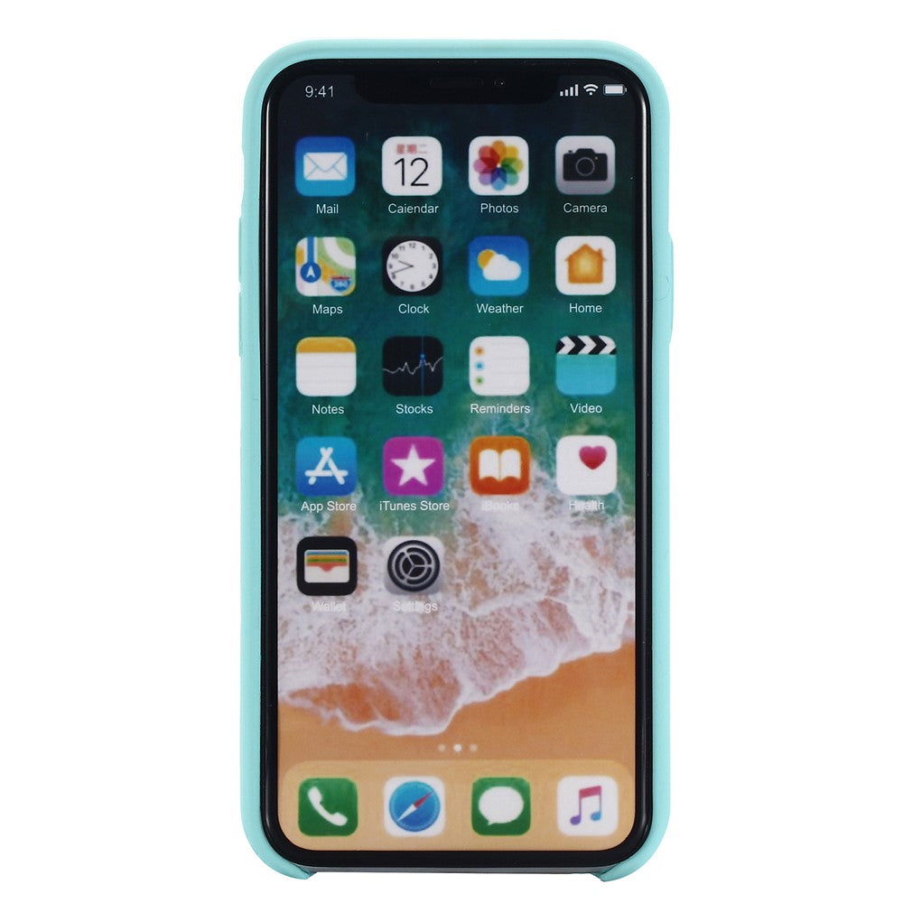 iPhone XR Silicone Cover Liquid Edge Wrapped Cell – Cyan - produktbillede 3