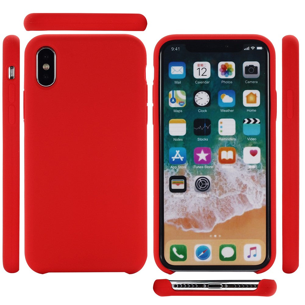 iPhone XS/X Silicone Cover Liquid Good Protection Anti scratch Edge Wrapped Soft Smartphone – Rød - produktbillede 13
