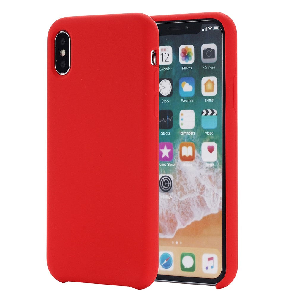 iPhone XS/X Silicone Cover Liquid Good Protection Anti scratch Edge Wrapped Soft Smartphone – Rød - produktbillede 1