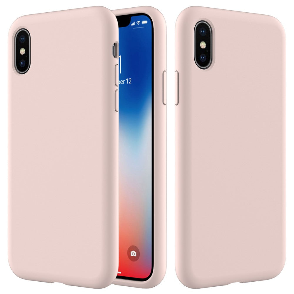 iPhone XS/X Silicone Cover Liquid Good Protection Anti scratch Edge Wrapped Soft Smartphone – Pink - produktbillede 1