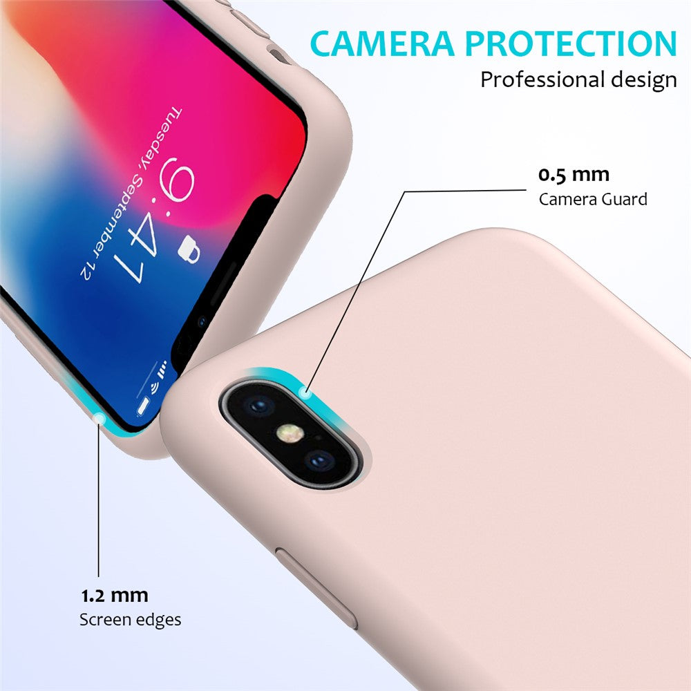 iPhone XS/X Silicone Cover Liquid Good Protection Anti scratch Edge Wrapped Soft Smartphone – Pink - produktbillede 2