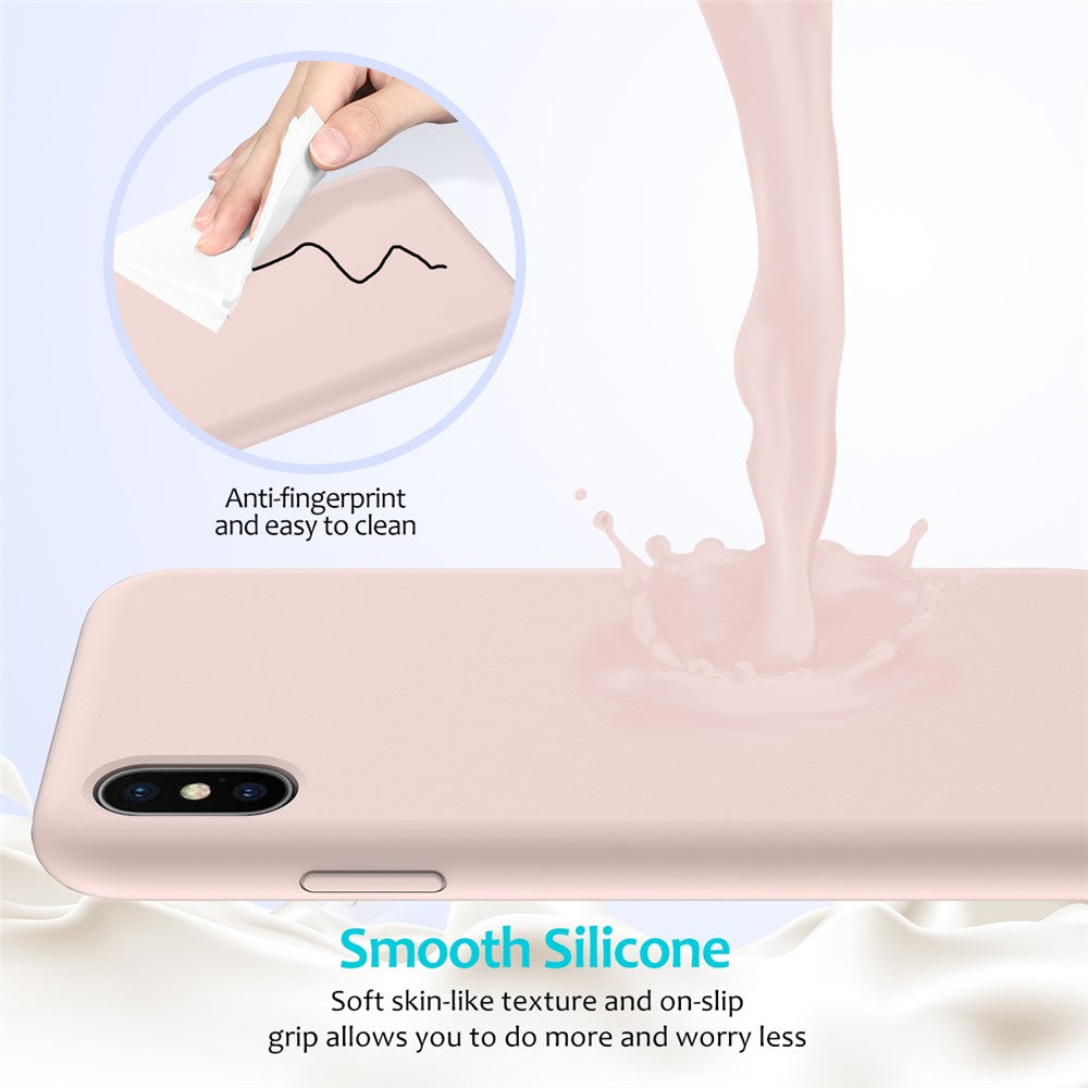 iPhone XS/X Silicone Cover Liquid Good Protection Anti scratch Edge Wrapped Soft Smartphone – Pink - produktbillede 4