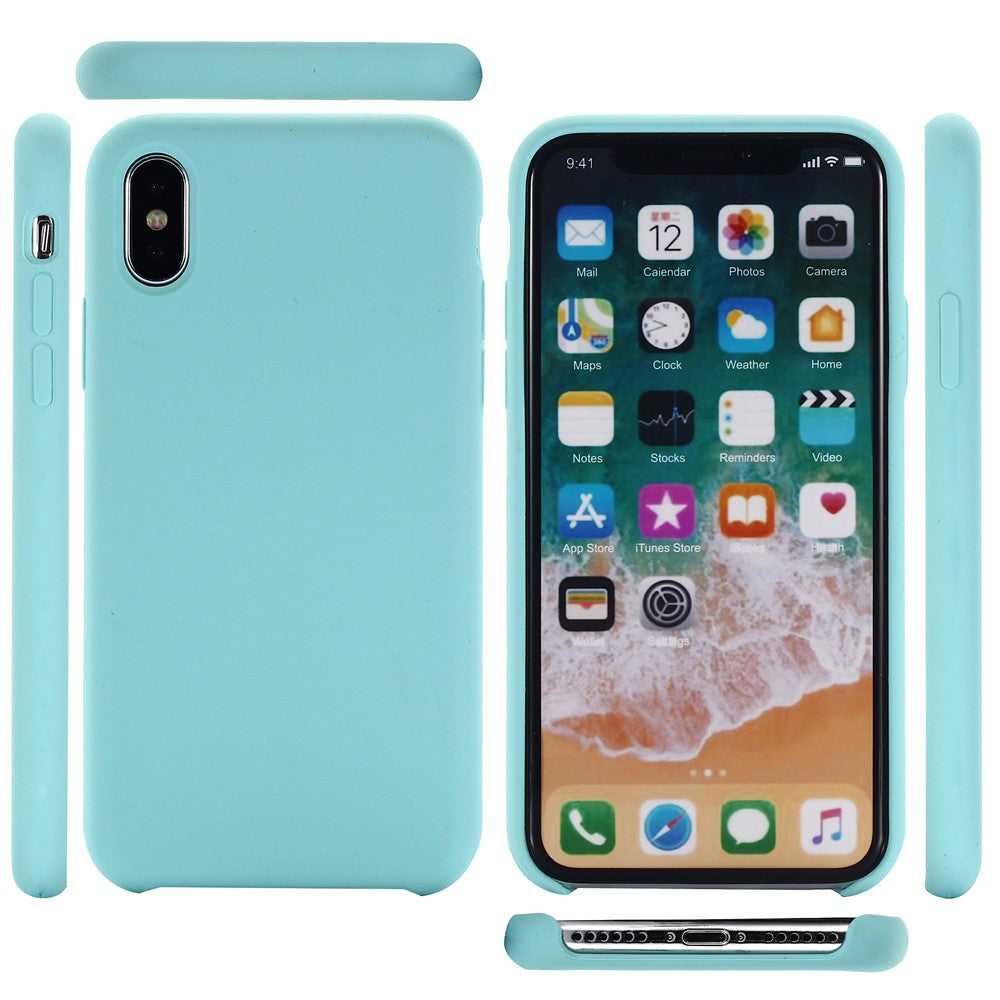 iPhone XS/X Silicone Cover Liquid Good Protection Anti scratch Edge Wrapped Soft Smartphone – Cyan - produktbillede 13