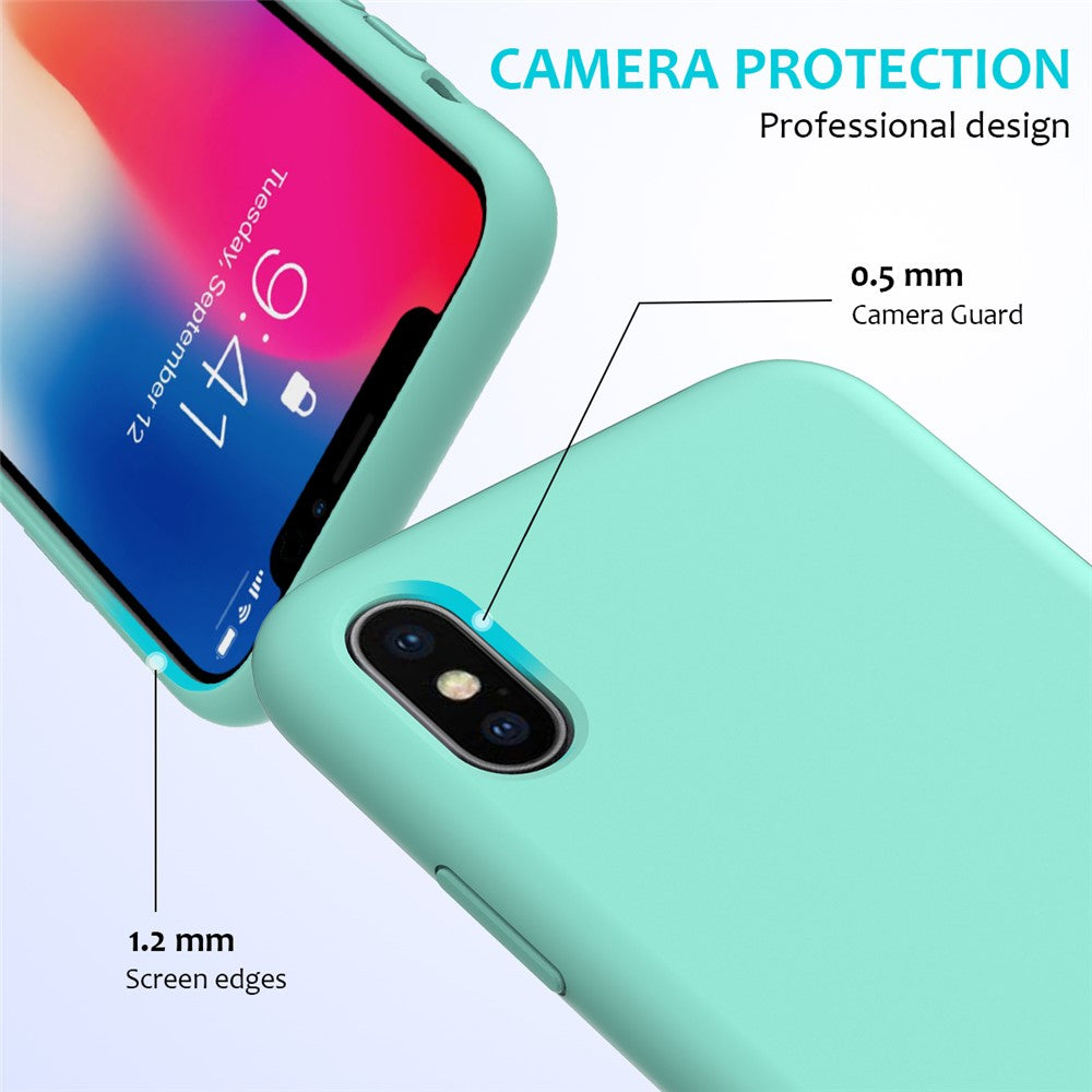 iPhone XS/X Silicone Cover Liquid Good Protection Anti scratch Edge Wrapped Soft Smartphone – Cyan - produktbillede 2