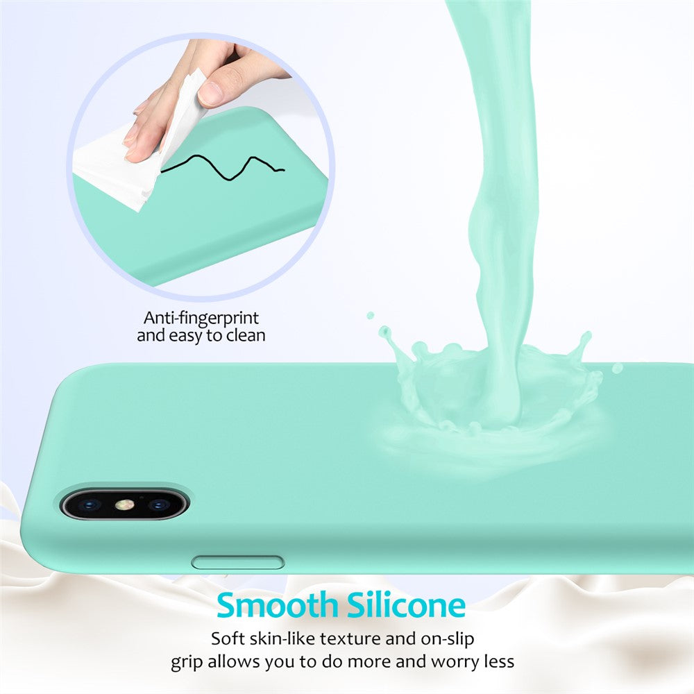 iPhone XS/X Silicone Cover Liquid Good Protection Anti scratch Edge Wrapped Soft Smartphone – Cyan - produktbillede 4