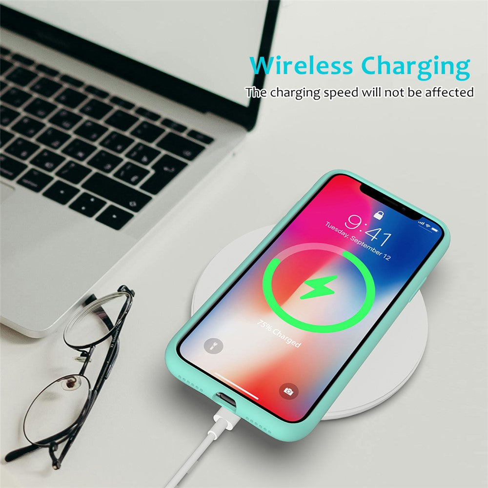 iPhone XS/X Silicone Cover Liquid Good Protection Anti scratch Edge Wrapped Soft Smartphone – Cyan - produktbillede 5