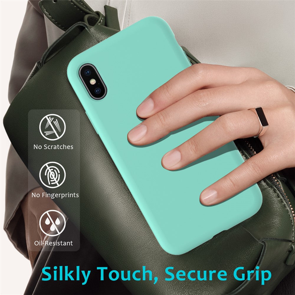 iPhone XS/X Silicone Cover Liquid Good Protection Anti scratch Edge Wrapped Soft Smartphone – Cyan - produktbillede 7