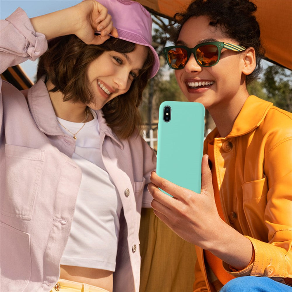iPhone XS/X Silicone Cover Liquid Good Protection Anti scratch Edge Wrapped Soft Smartphone – Cyan - produktbillede 8