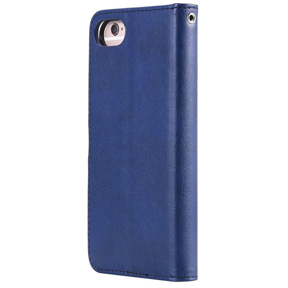 iPhone 6/6S/7/8/SE Læder Wallet Flip Cover Stand Magnetic Series 3 Detachable 2 in 1 – Blå - produktbillede 3