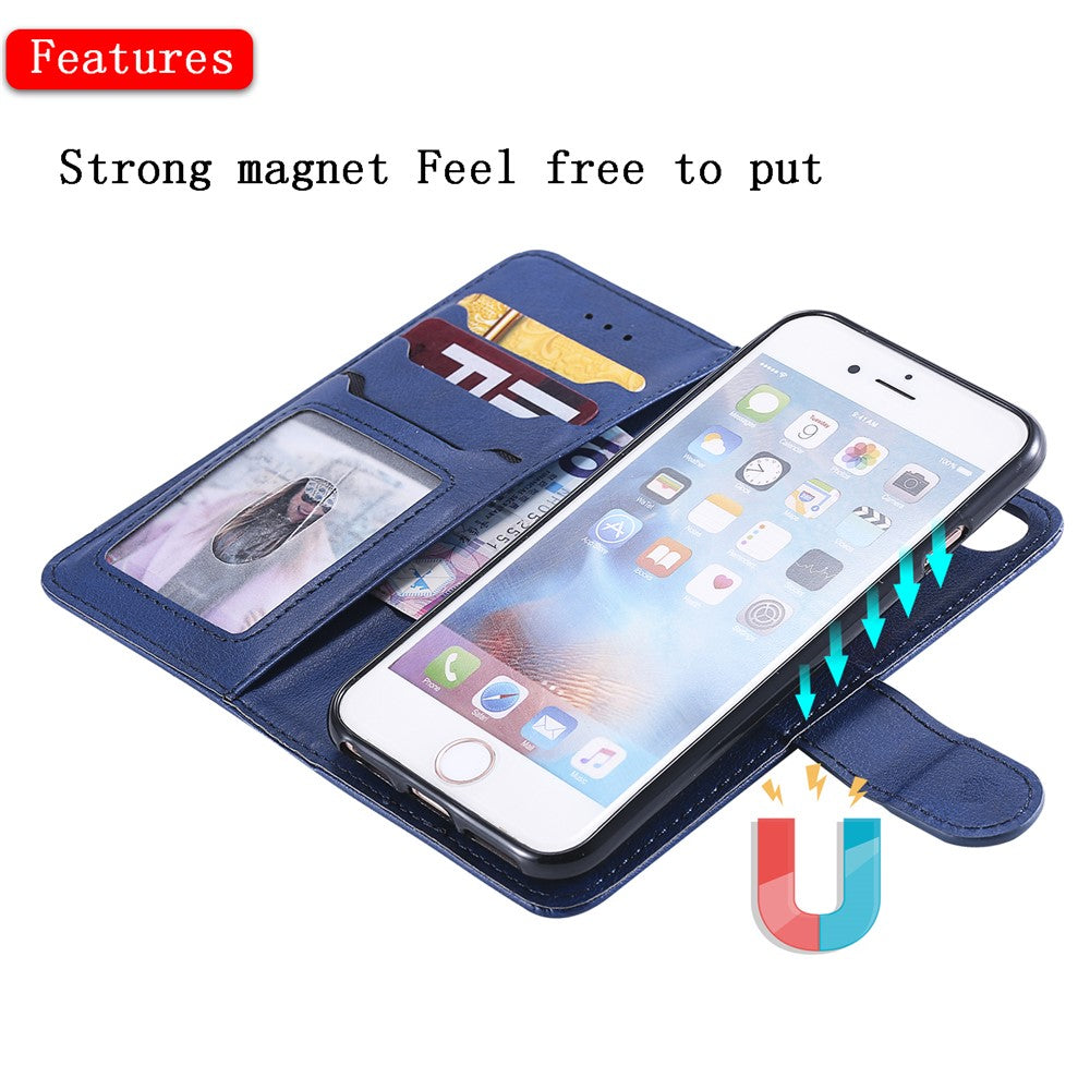 iPhone 6/6S/7/8/SE Læder Wallet Flip Cover Stand Magnetic Series 3 Detachable 2 in 1 – Blå - produktbillede 8