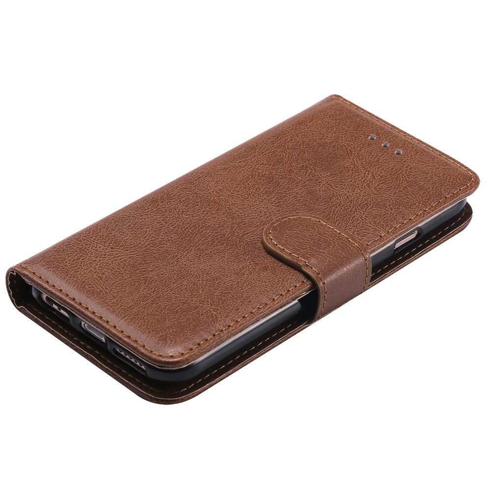 iPhone 7/8/SE Læder Wallet Flip Cover 2 i 1 – Brun - produktbillede 4