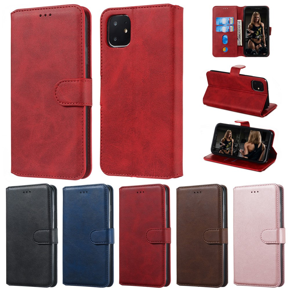 iPhone 11 Læder Wallet Flip Cover Stand Cell – Rød - produktbillede 12