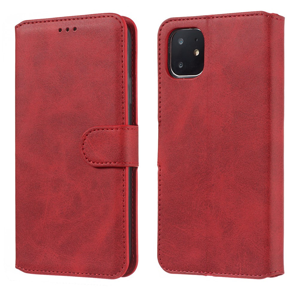 iPhone 11 Læder Wallet Flip Cover Stand Cell – Rød - produktbillede 3