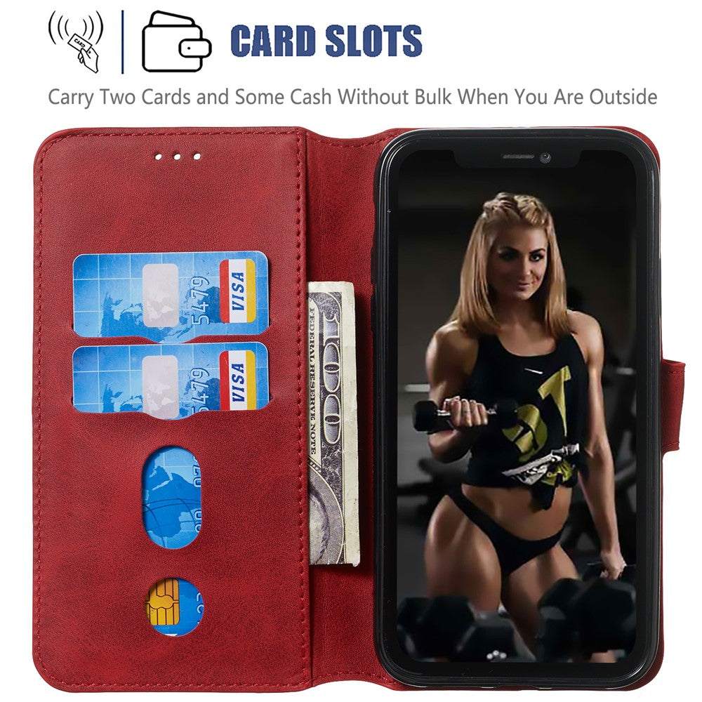 iPhone 11 Læder Wallet Flip Cover Stand Cell – Rød - produktbillede 5