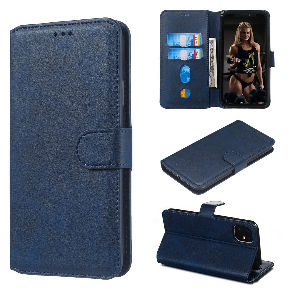 iPhone 11 Læder Wallet Flip Cover Stand m MagS – Blå - produktbillede 1