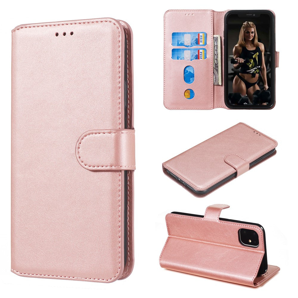 iPhone 11 Læder Wallet Flip Cover Stand Cell Mag 61 Rose – Guld - produktbillede 1