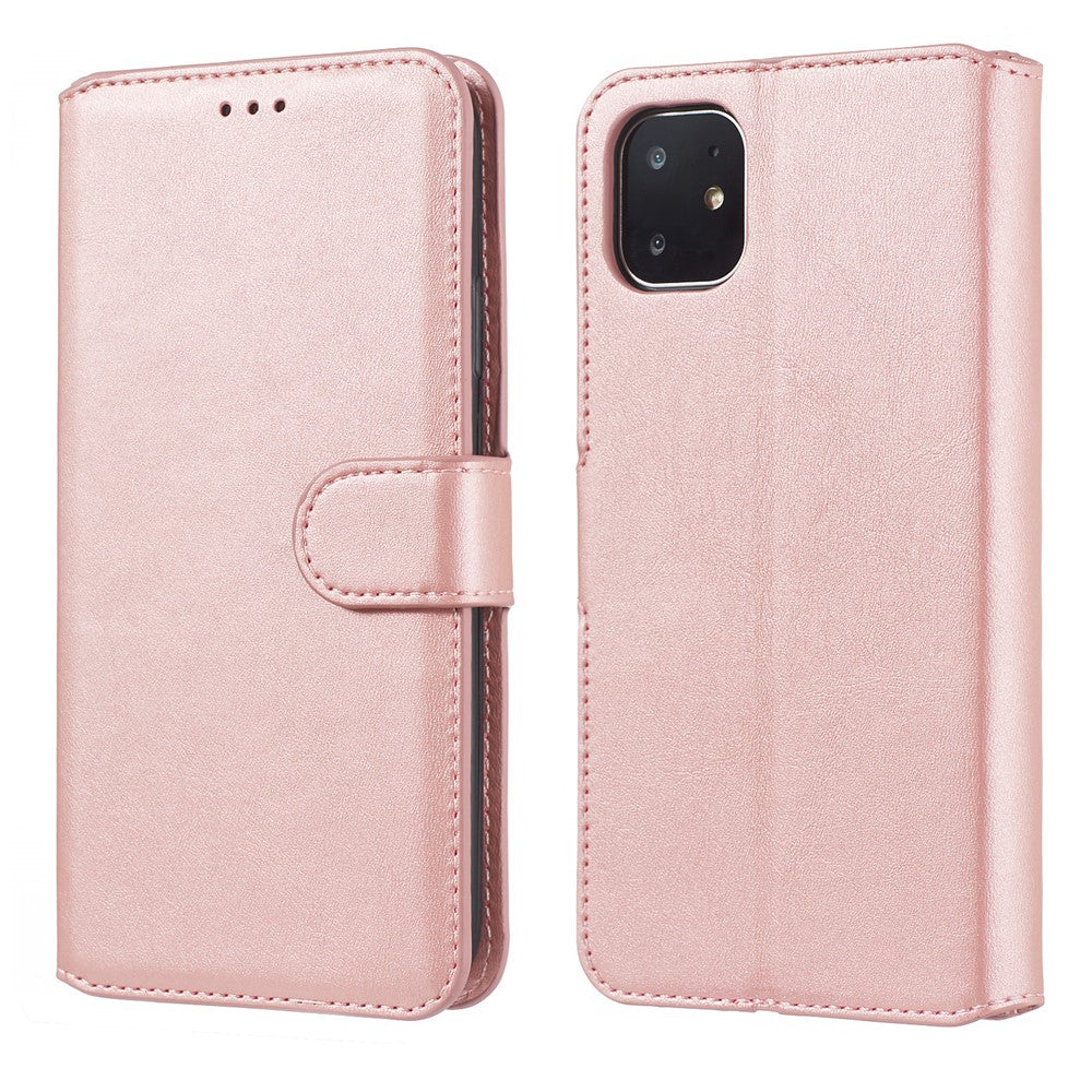 iPhone 11 Læder Wallet Flip Cover Stand Cell Mag 61 Rose – Guld - produktbillede 3