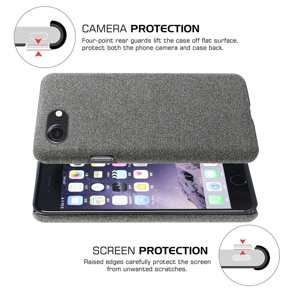 iPhone 7/8/SE Cover KSQ Cloth Texture Hard Plastic 2020 Dark – Grå - produktbillede 5