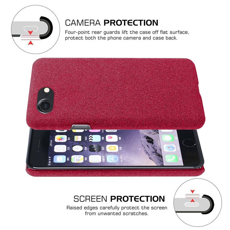 iPhone 7/8/SE Cover KSQ Cloth Texture Hard Plastic 2020 – Rød - produktbillede 5