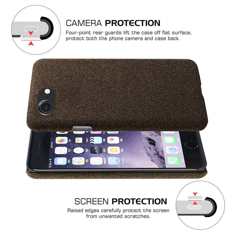 iPhone 7/8/SE Cover KSQ Cloth Texture Hard Plastic 2020 Coffee - produktbillede 5
