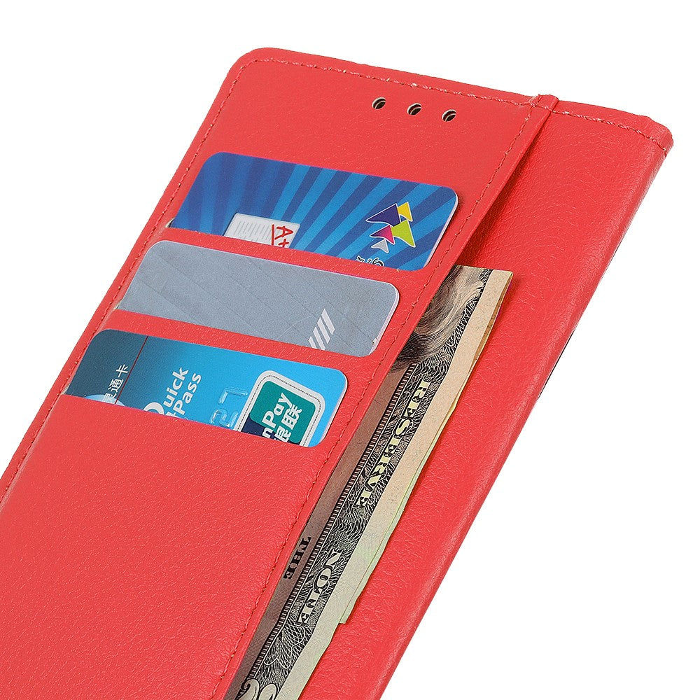 iPhone 12/12 Pro Læder Wallet Flip Cover Stand Anti dust Shock resistant Litchi Skin Texture – Rød - produktbillede 11