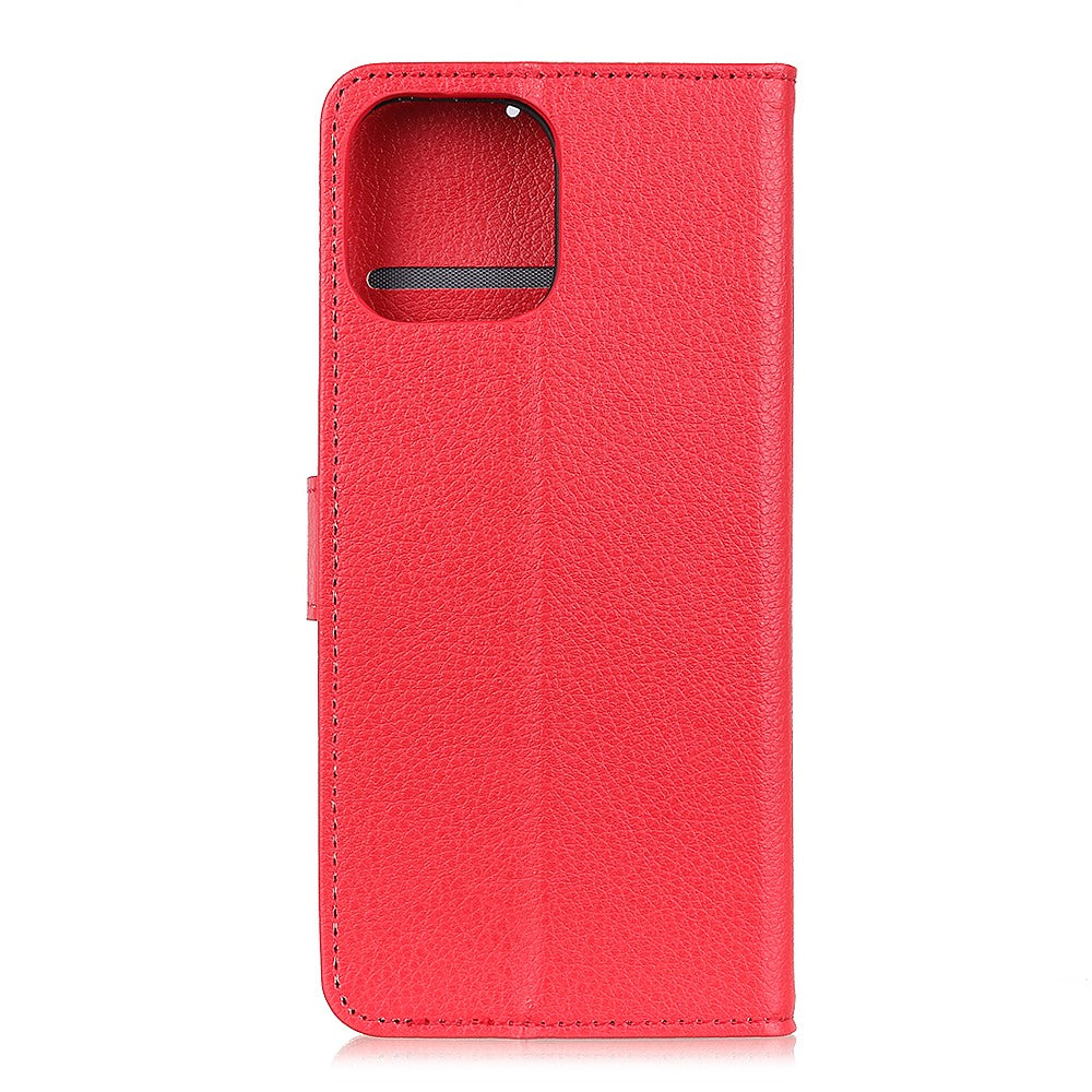 iPhone 12/12 Pro Læder Wallet Flip Cover Stand Anti dust Shock resistant Litchi Skin Texture – Rød - produktbillede 2