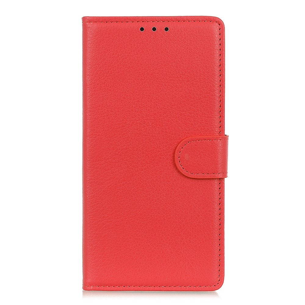 iPhone 12/12 Pro Læder Wallet Flip Cover Stand Anti dust Shock resistant Litchi Skin Texture – Rød - produktbillede 4