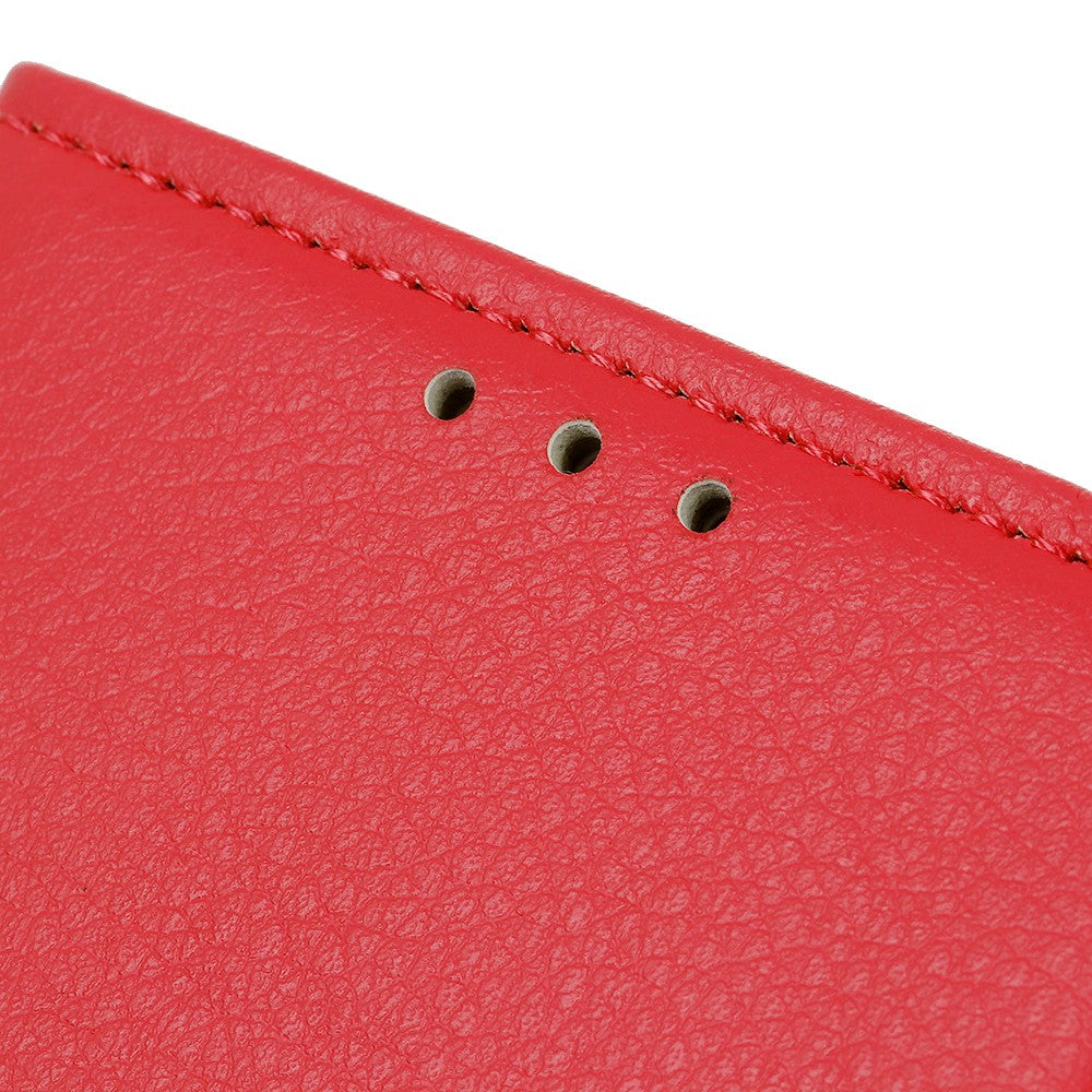 iPhone 12/12 Pro Læder Wallet Flip Cover Stand Anti dust Shock resistant Litchi Skin Texture – Rød - produktbillede 7