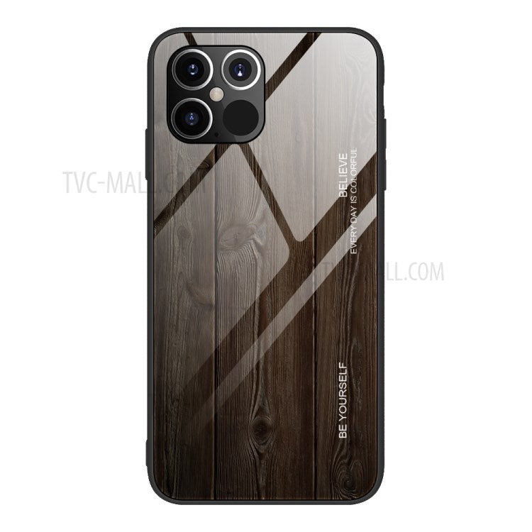 iPhone 12 Pro Max TPU Cover Glas Mørk trælook - produktbillede 1