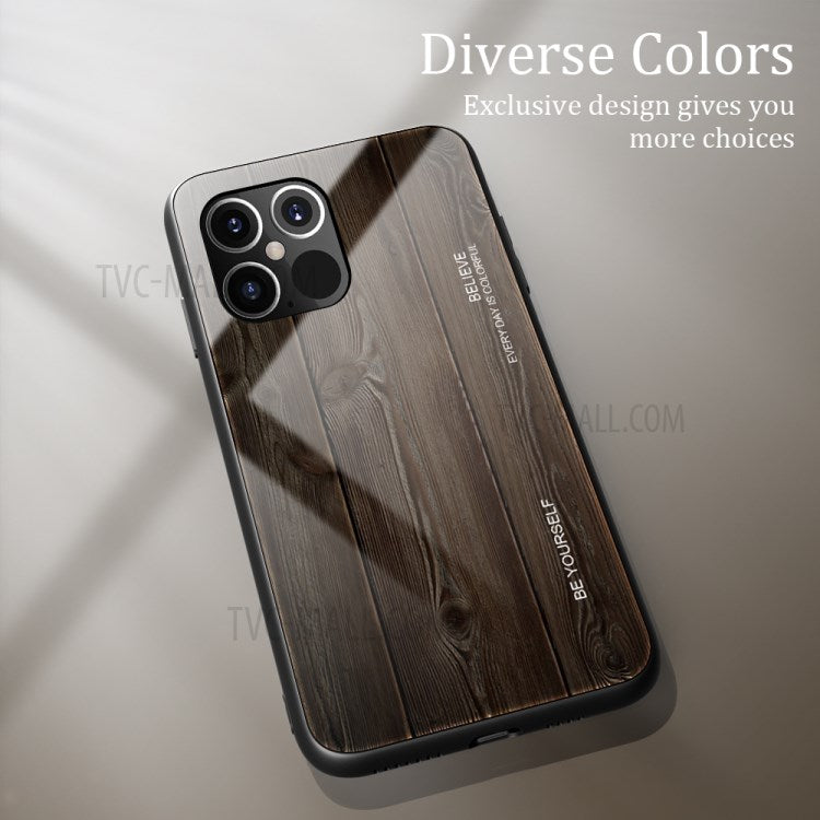 iPhone 12 Pro Max TPU Cover Glas Mørk trælook - produktbillede 2