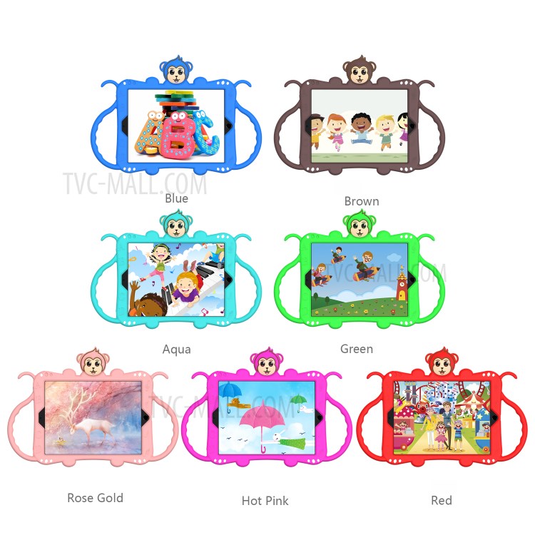 Monkey Style Silicone Kickstand Tablet Case with Shoulder Strap for iPad 9.7-inch (2017)/(2018)/Air (2013)/Air 2 - Red - produktbillede 7
