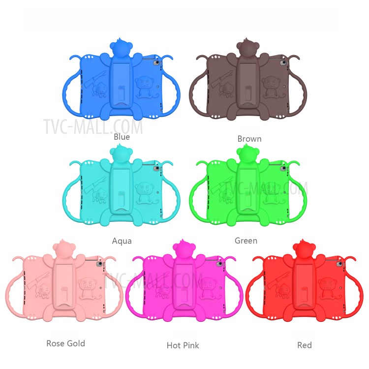 Monkey Style Silicone Kickstand Tablet Case with Shoulder Strap for iPad 9.7-inch (2017)/(2018)/Air (2013)/Air 2 - Red - produktbillede 8
