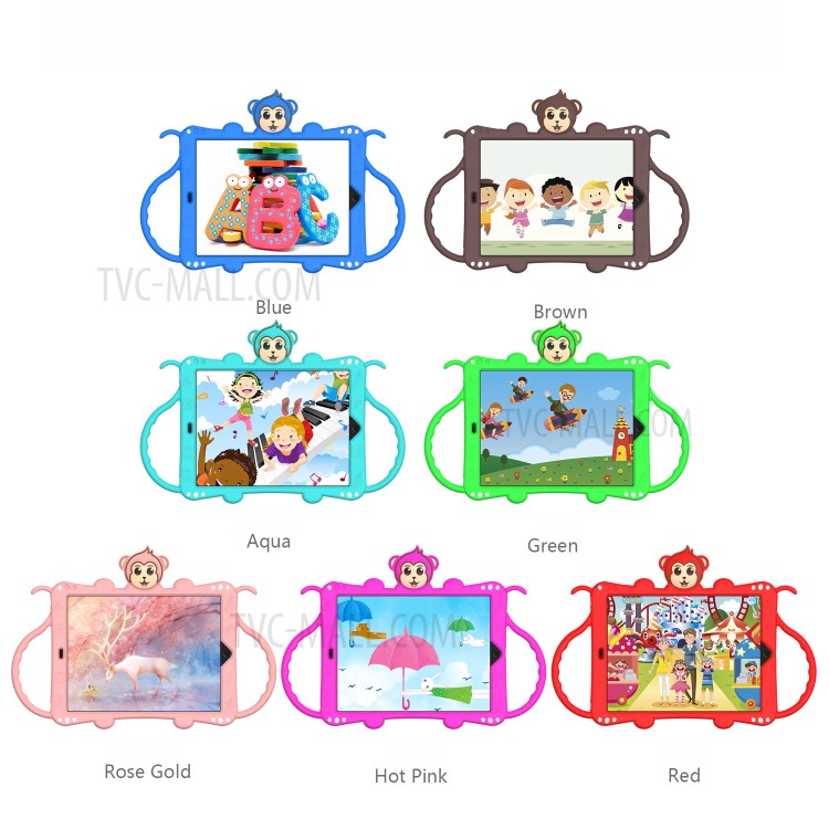 Monkey Style Silicone Kickstand Tablet Shell with Shoulder Strap for iPad 10.2 (2021)/(2020)/(2019) - Red - produktbillede 8