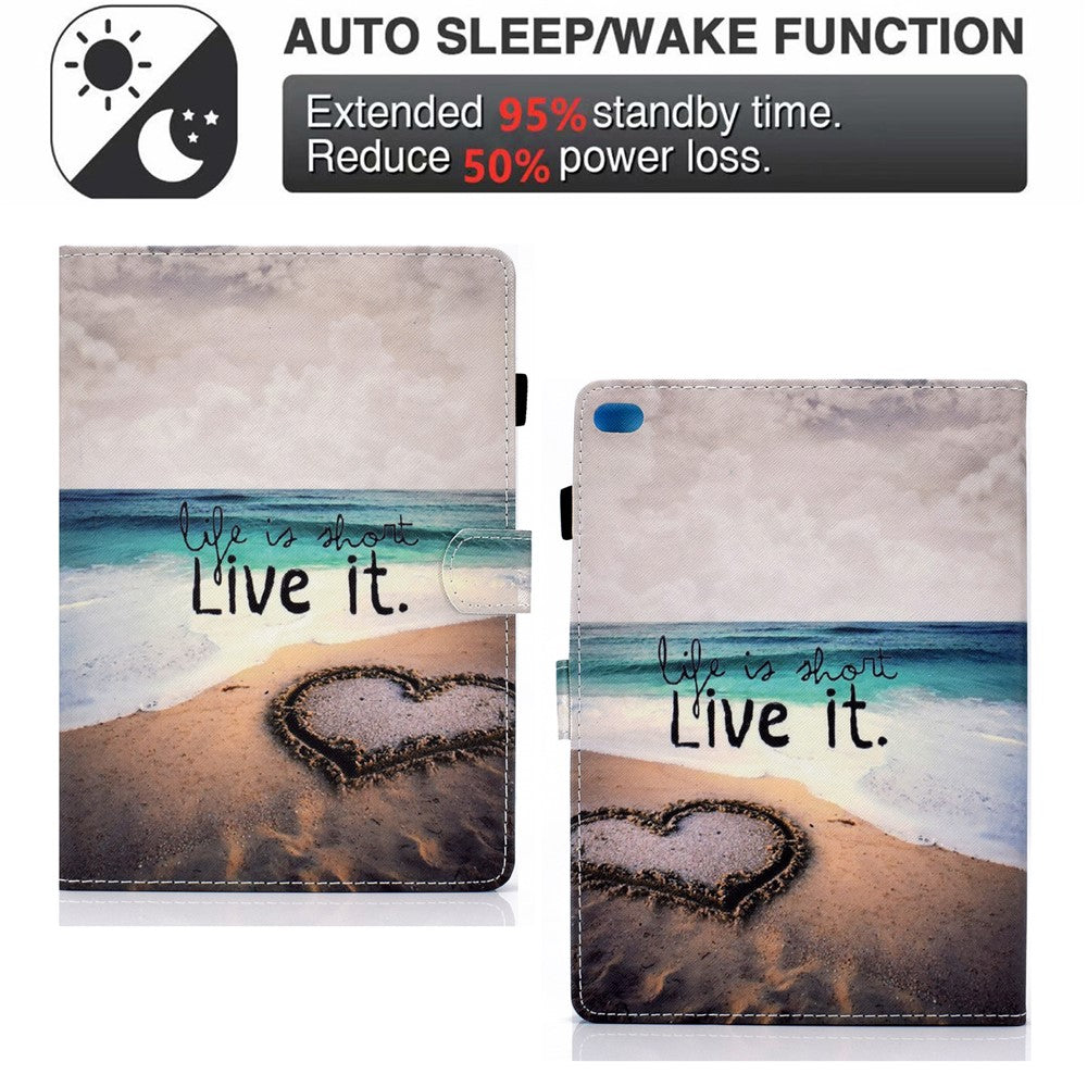 For iPad Air (2013) / Air 2 / iPad 9.7-inch (2017) / (2018) Pattern Printed Leather - Beach - EOL - produktbillede 2