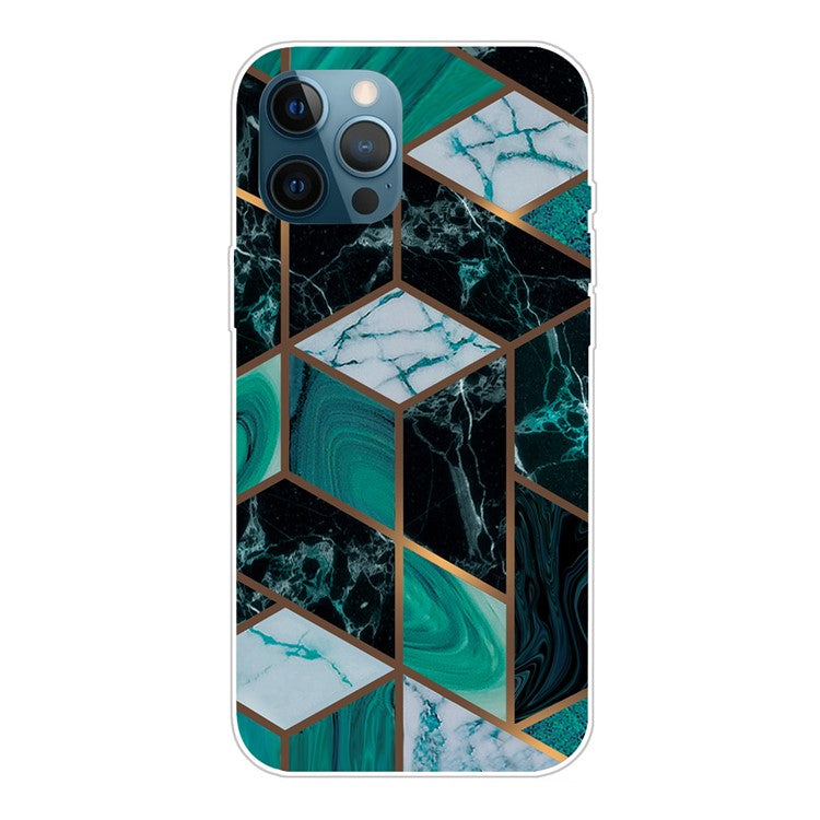 iPhone 12/12 Pro Cover Marmor – Sort/Grøn - produktbillede 1