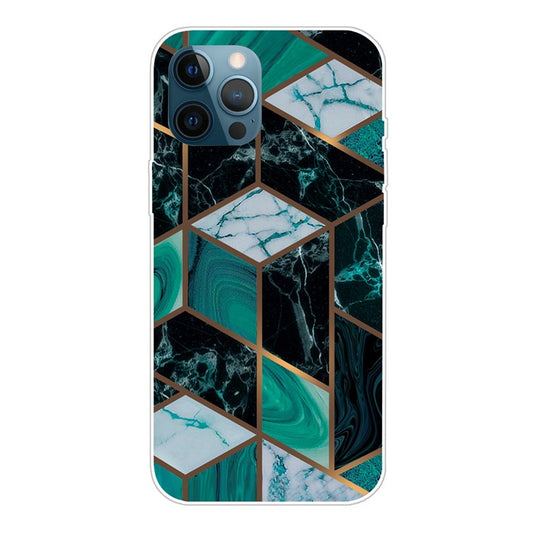 iPhone 12/12 Pro Cover Marmor – Sort/Grøn - produktbillede 1