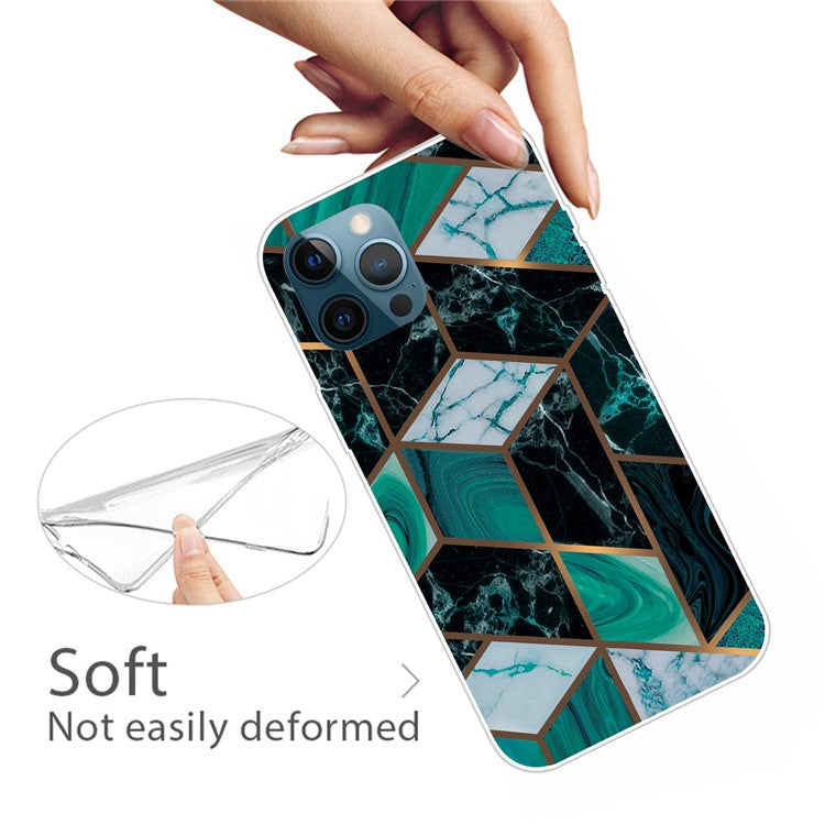 iPhone 12/12 Pro Cover Marmor – Sort/Grøn - produktbillede 2